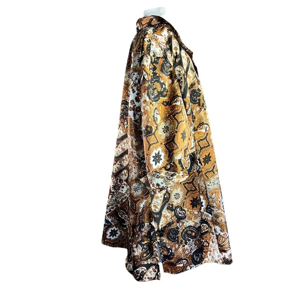 Cato Vintage Button Down Brown Paisley Design Shirt Women Size 26 - Picture 5 of 8